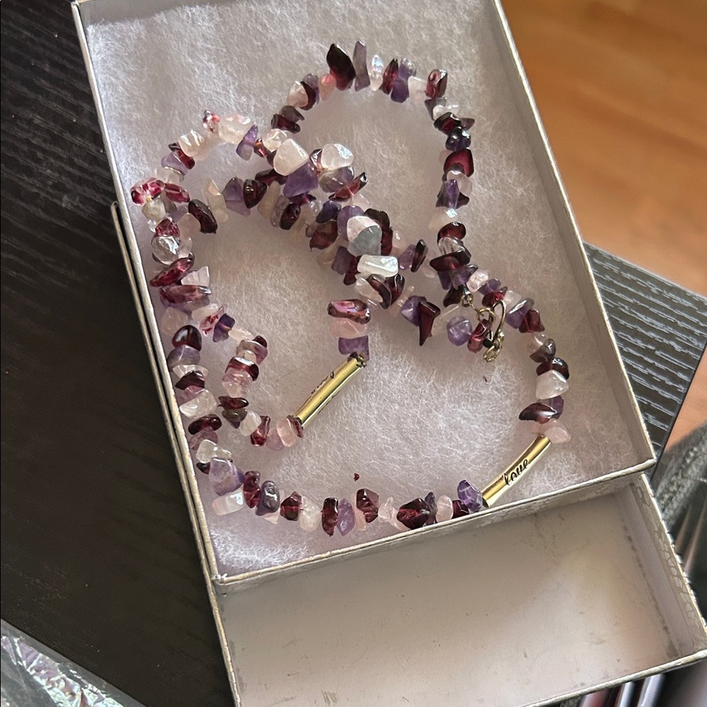 Purple and Pink Beaded Necklace & Bracelet